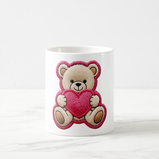 Patchwork Teddybjörn som håller hjärta Kaffemugg (Center)