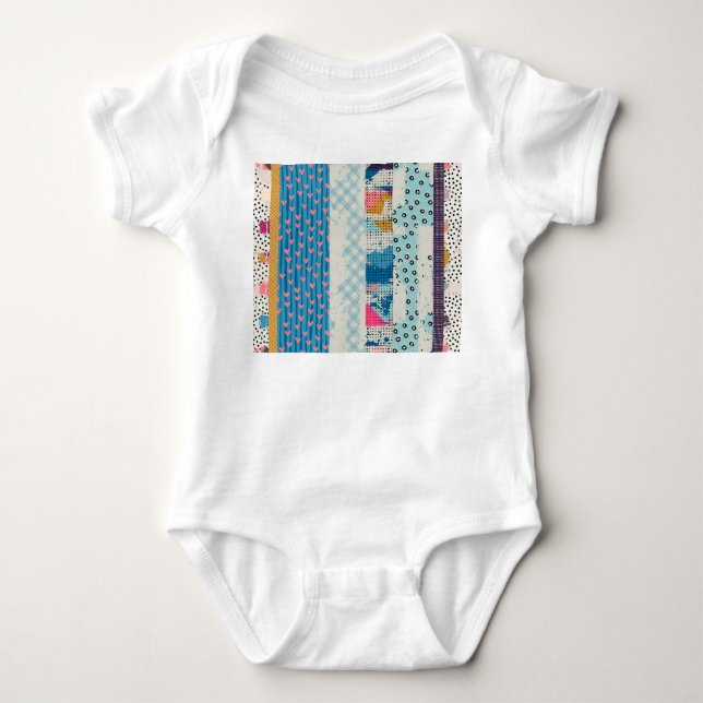 Patchwork Tiles Seamless Mönster Design T Shirt (Framsida)