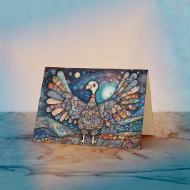 Patchwork Turkey Thanksgiving Greeting Card Kort