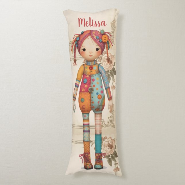 Patchwork Tyg Flicka Kroppskudde (Framsidan Vertikal)