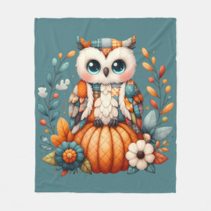 Patchwork Uggla on Pumpkin - Cottagecore Fall Fleecefilt