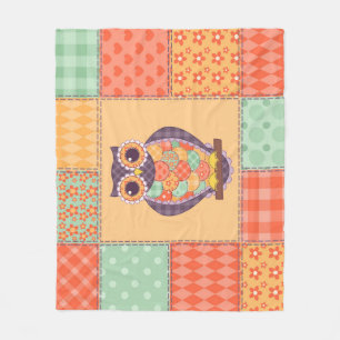 Patchwork Uggla Vintage Seamless Mönster Fleecefilt