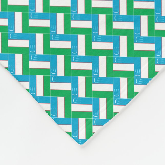 Patchwork Uzbekistan Flagga Mönster Fleecefilt (Hörn)