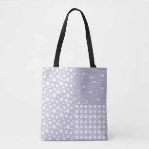 Patchwork Vår Pastel Lavender Mönster Tote Bag Tygkasse