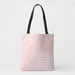 Patchwork Vår Pastel Rosa Mönster Tote Bag Tygkasse
