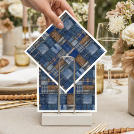 Patchwork Western Denim Bear Blue Jean Baby Shower Pappersservett