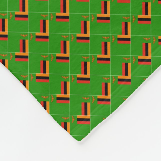 Patchwork Zambia Flagga Mönster Fleecefilt (Hörn)