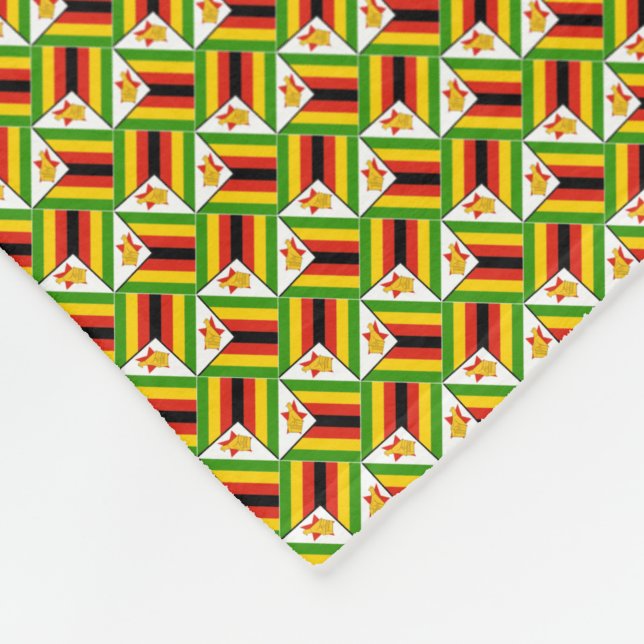 Patchwork Zimbabwe Flagga Mönster Fleecefilt (Hörn)