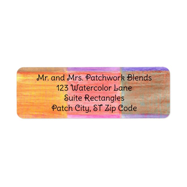 Patchworkblandningar i akvarell, adressetiketter returadress etikett (Framsidan)