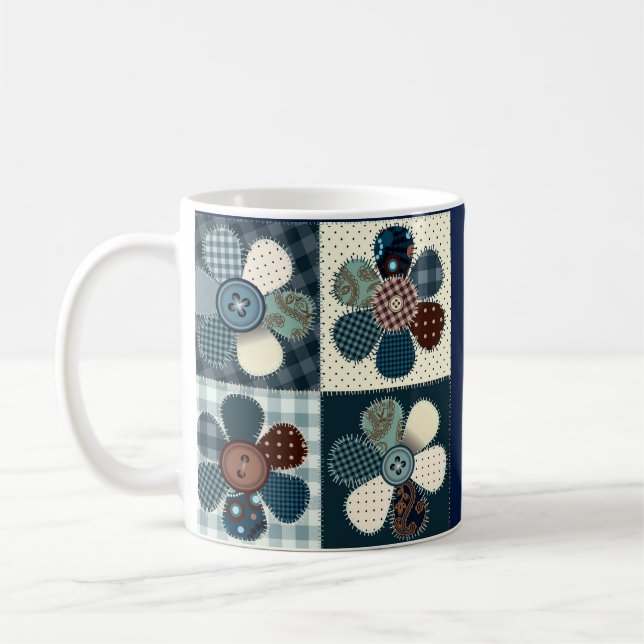 Patchworkblommor Personliga Kaffemugg (Vänster)