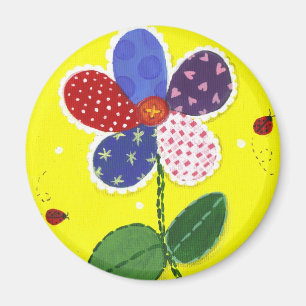 Patchworkdaisymagnet Magnet