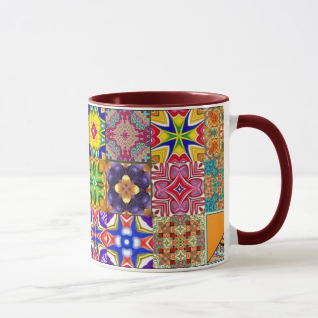 Patchworken kvadrerar muggen mugg (Höger)