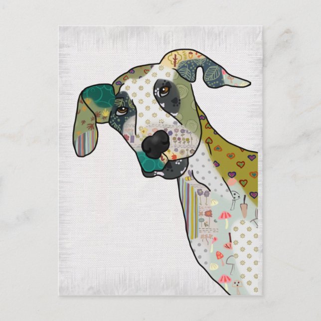 Patchworkhund Vykort (Framsida)