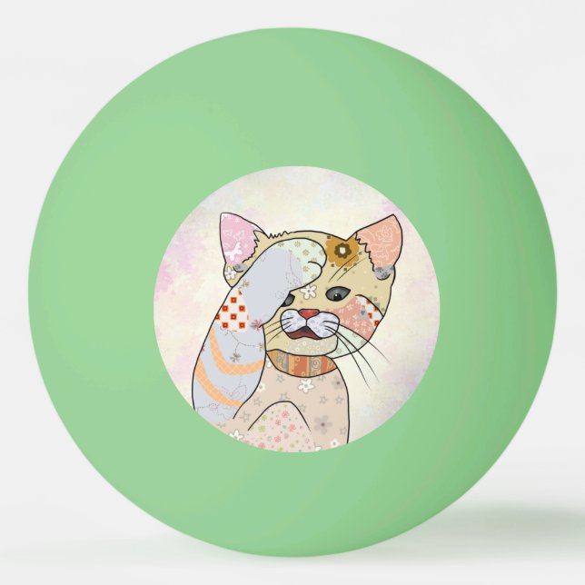 Patchworkkatze Tischtennisball Pingisboll (Framsidan)