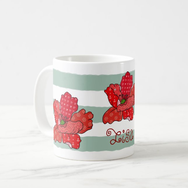 Patchworkmohn  Kaffeetasse, personalisiert Kaffemugg (Framsida vänster)