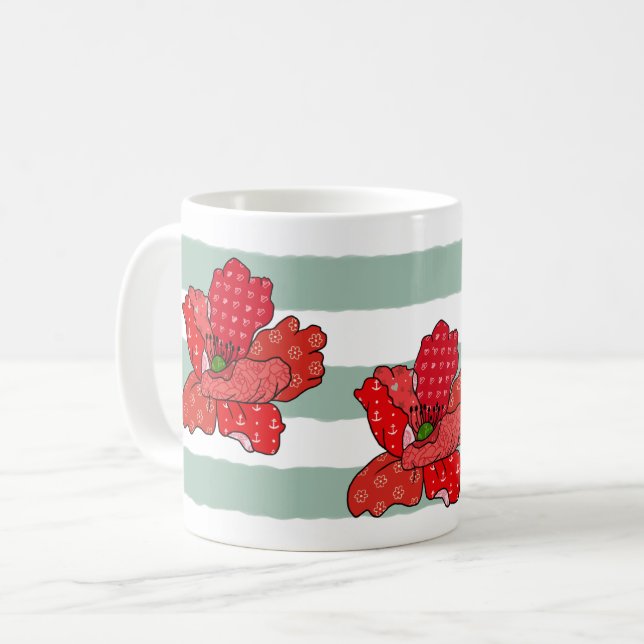 Patchworkmohn Konfetti Kaffemugg (Framsida vänster)