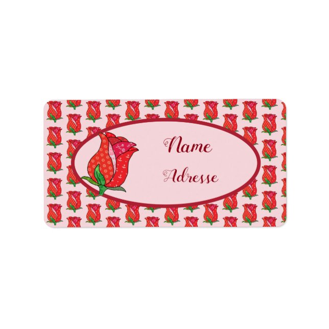 Patchworkrose adress aufkleber adressetikett (Framsidan)