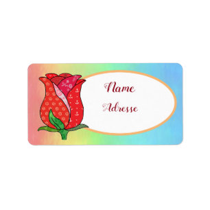 Patchworkrose Adressetikett