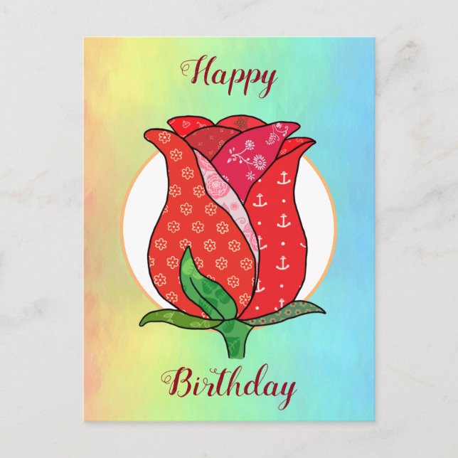 Patchworkrose  vykort (Framsida)