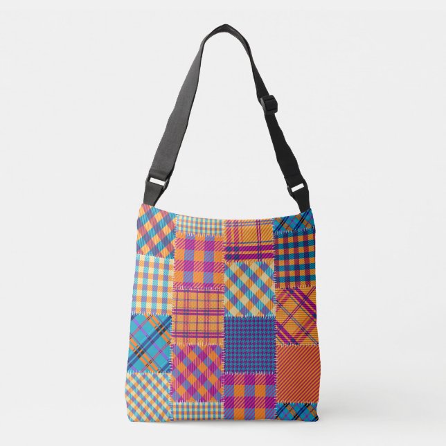 Patchworkteknik: sömlös vintage mönster. axelväska (Framsida)