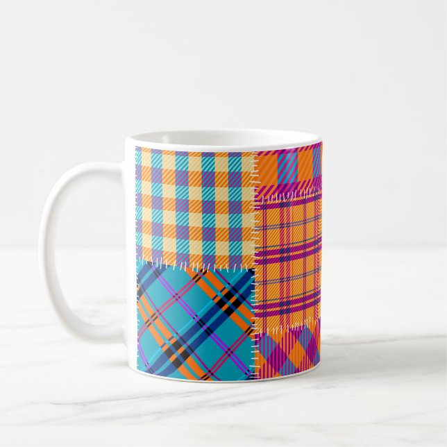 Patchworkteknik: sömlös vintage mönster. kaffemugg (Vänster)