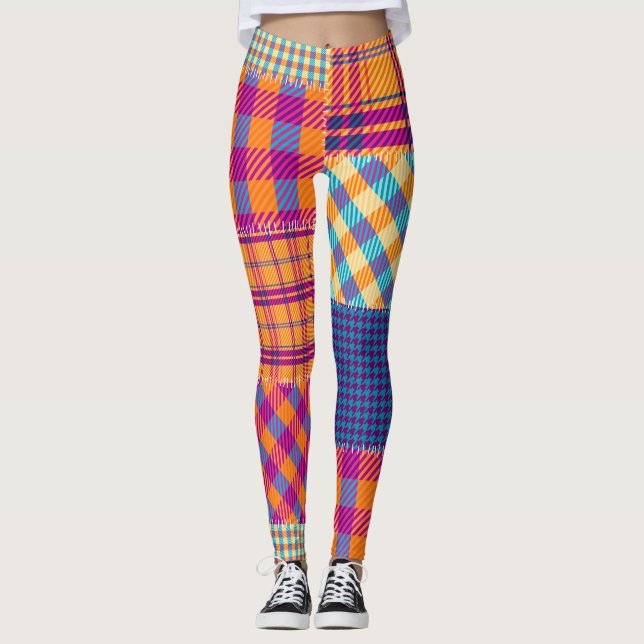 Patchworkteknik: sömlös vintage mönster. leggings (Framsida)