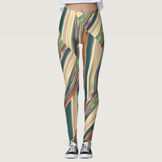 Patchy Stripes Green Leggings (Framsida)
