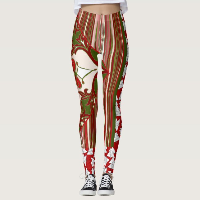 Patchy Stripes Julfestbyxor Leggings (Framsida)