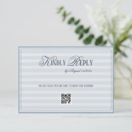 Patel Blue Striped Wedding QR code OSA Kort