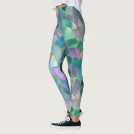 Patel färgat glasmosaikmönster leggings