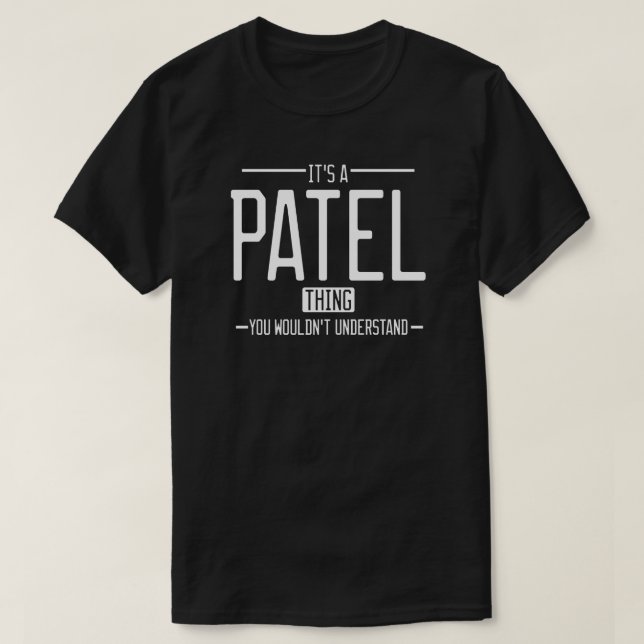Patel lustiskt efternamn, roligt familj t shirt (Design framsida)