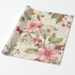 Patel Red Grönt Rosa Poinsettia jul Presentpapper