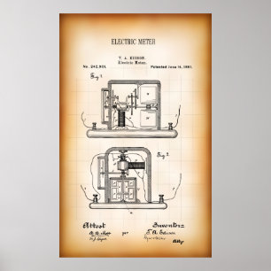 PATENT 1891 för den FÖRSTA ELMÄTAREN Poster