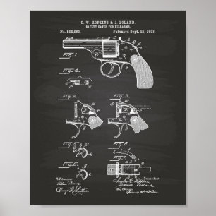 Patent Art Chalkboard 1893 Safety Catch Firearms Poster