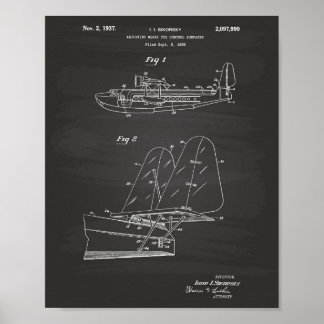 Patent Art Chalkboard, flygande Maskin 1937 Poster