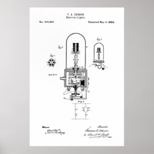 PATENT ART - EDISON LIGHT BULB - 1880 POSTER