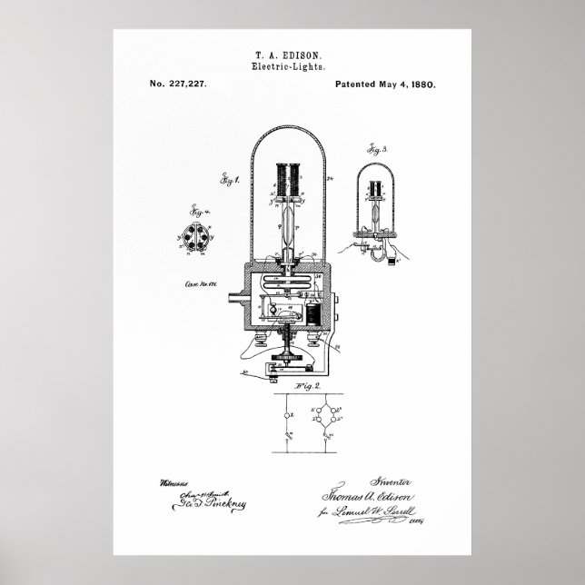 PATENT ART - EDISON LIGHT BULB - 1880 POSTER (Framsidan)
