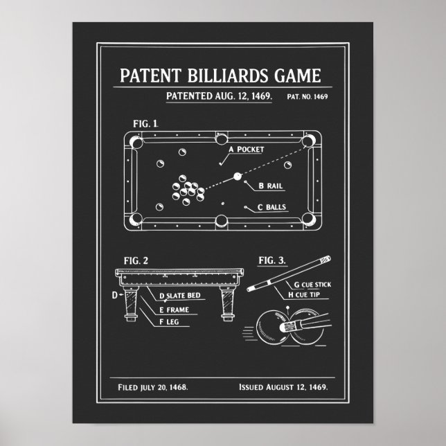 Patent Biljard Ritning Poster (Framsidan)