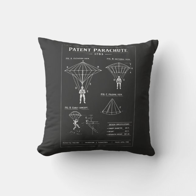 Patent Fallskärmsritning Kudde (Framsida)