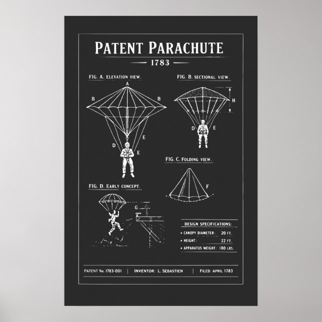 Patent Fallskärmsritning Poster (Framsidan)