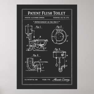 Patent Flush Toalett Ritning Poster
