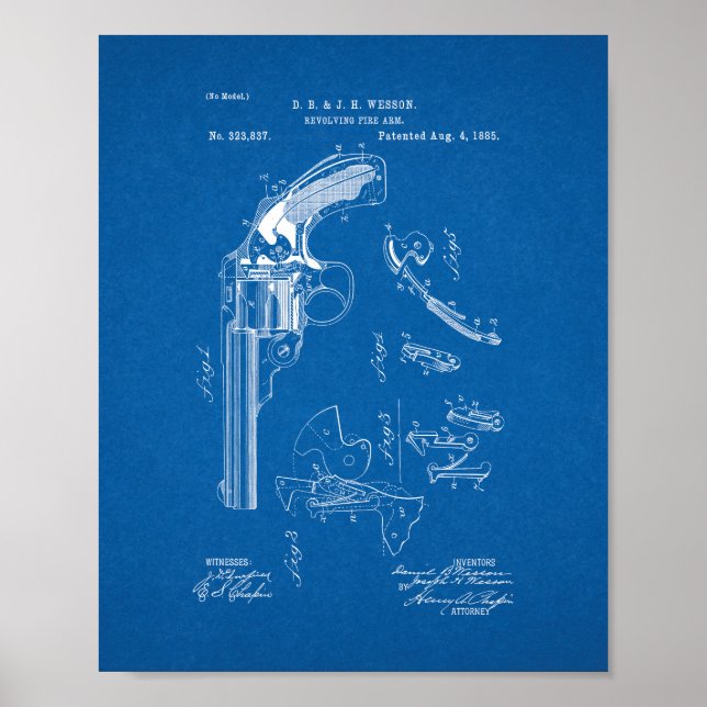 Patent för Arm-brandbekämpning - blåkopia Poster (Framsidan)