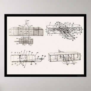 Patent för det Wright broderflygplanet planerar Poster
