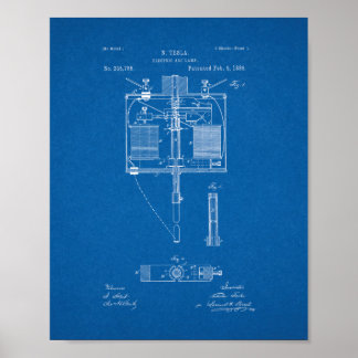 Patent för elektrisk ljusbåge - Blått Poster