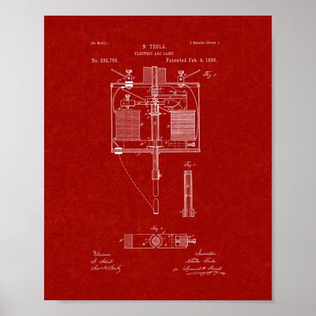 Patent för elektrisk ljusbåge - Burgundy Red Poster (Framsidan)