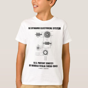 Patent för elektriskt system för Nikola Tesla T-shirt