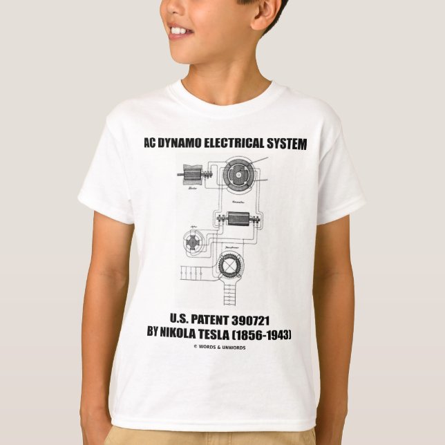 Patent för elektriskt system för Nikola Tesla T-shirt (Framsida)
