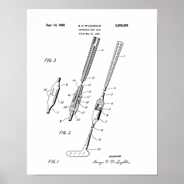 PATENT FÖR FOLDING GOLF-KLUBB - Poster (Framsidan)