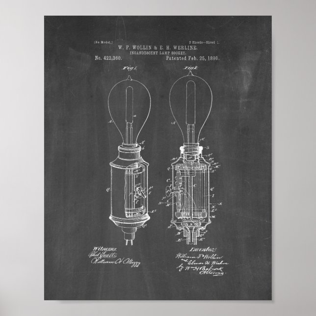 Patent för glödlampssockel - kritpanel poster (Framsidan)