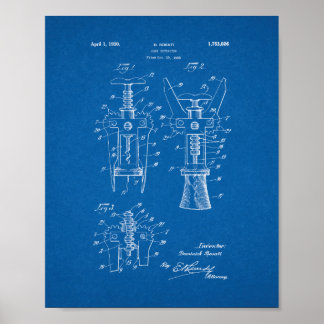 Patent för kork Extraktor - Blåkopia Poster